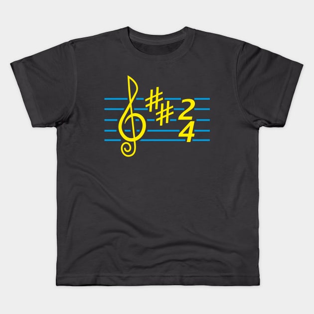 Notes music. Treble clef (color print) Kids T-Shirt by aceofspace